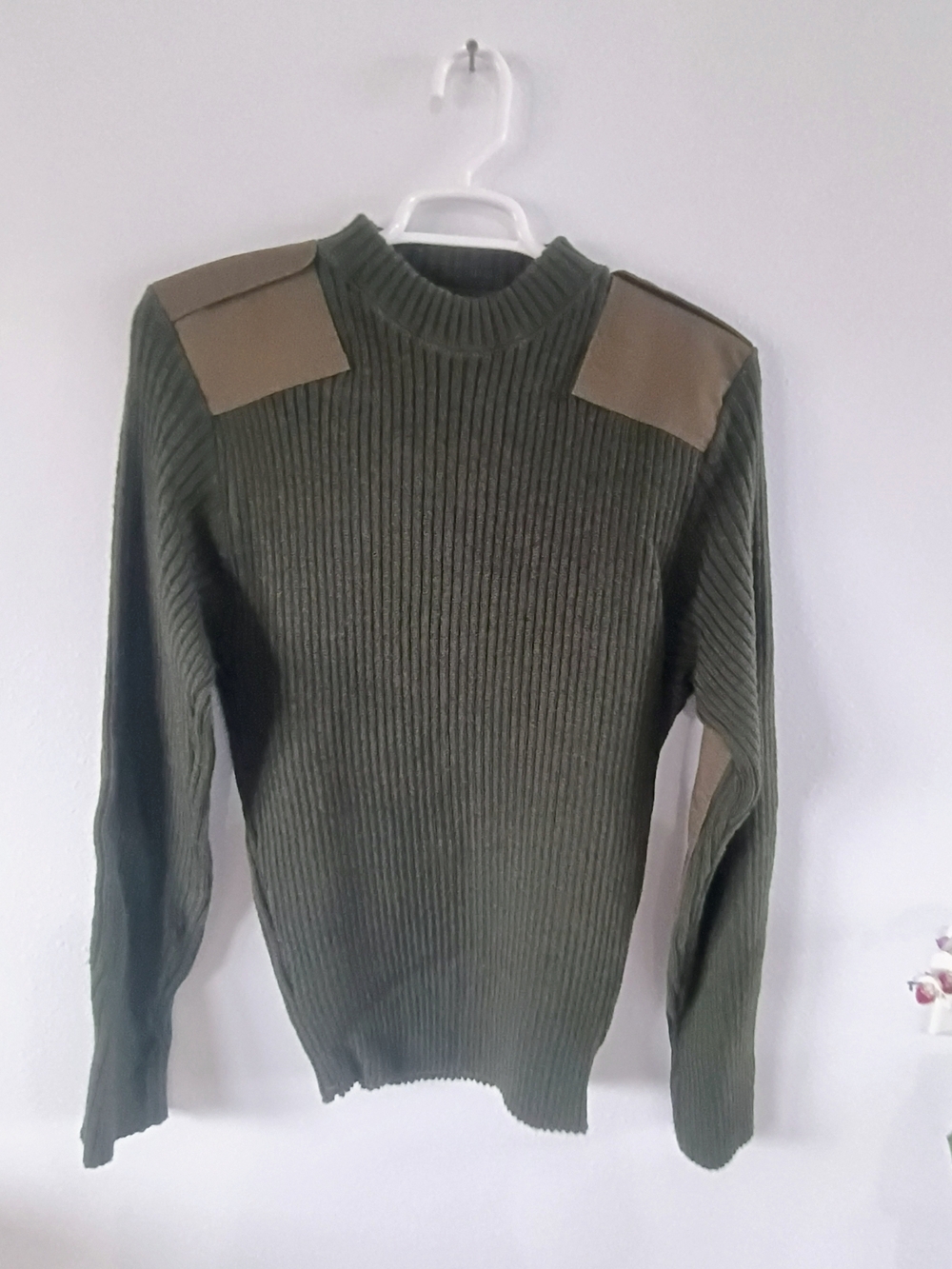 US Military Wool Sweater Olive Green Ribbed Service Pullover Mens 44 USA